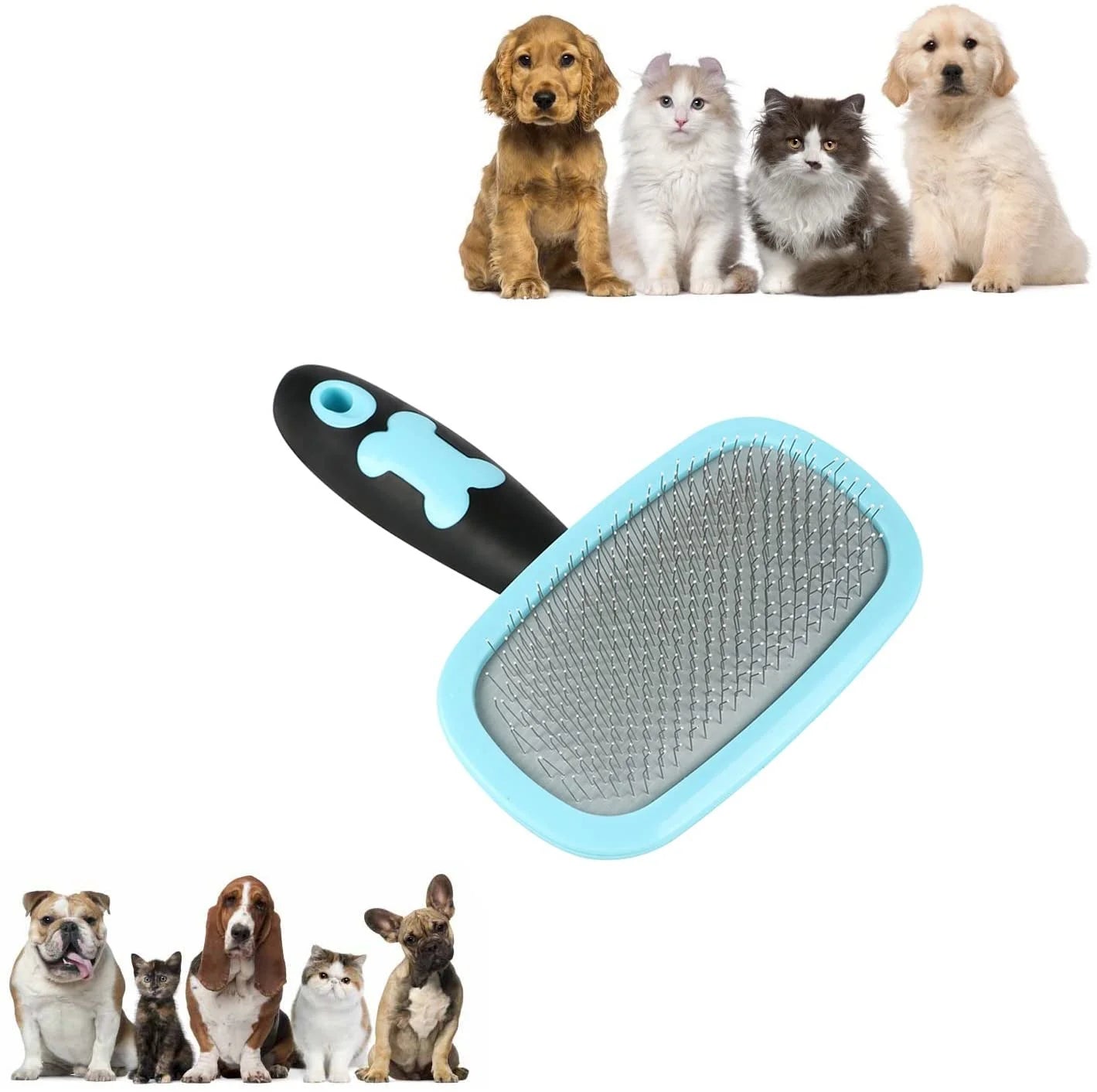 Dog Brush & Cat Brush- Slicker Pet Grooming Brush- Shedding Grooming Tools(Blue)